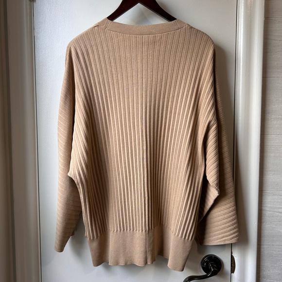 Nwt COS Wide Ribbed V Neck Cardigan Khaki - Picture 3 of 11